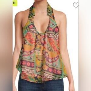 Free People Strawberry Retro Combo Graphic Halter Tank Top